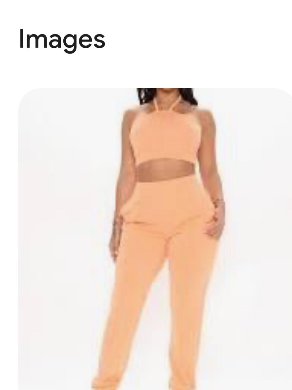 Fashion Nova Peach Halter Crop Top & High-Waist Joggers